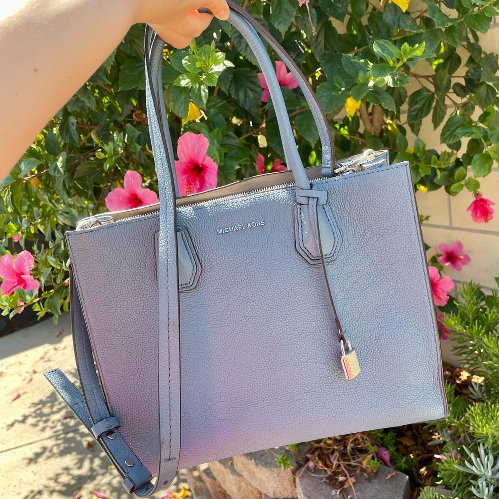 Michael Kors Large Mercer Tote - Blue and Silver Bag